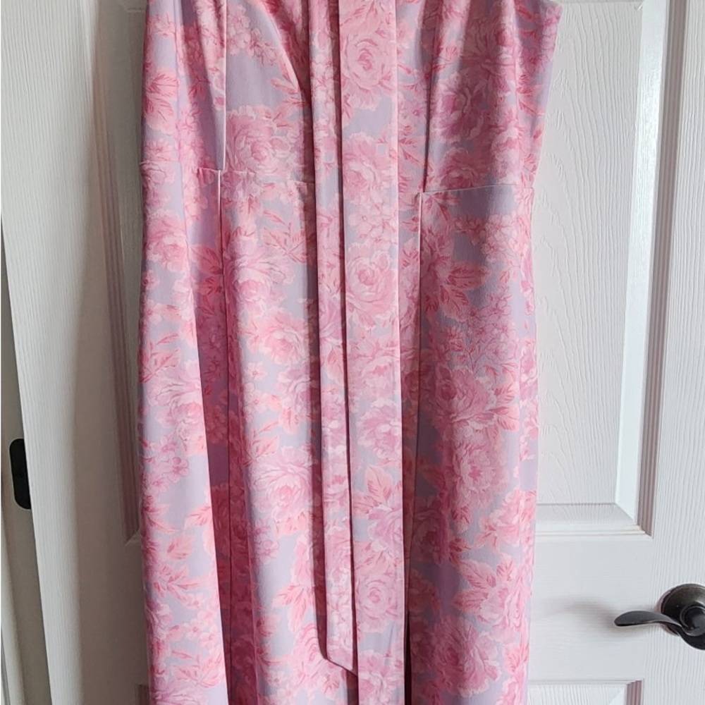 Pink Floral Strapless Dress
